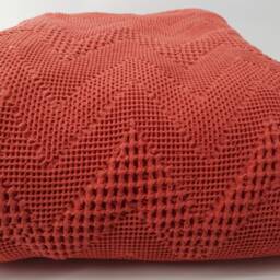 Egyptian Cotton Waffle Bedspread Custom-Size Chevron Coverlet in A Muted Orange Color - thumbnail 3