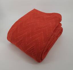 Egyptian Cotton Waffle Bedspread Custom-Size Chevron Coverlet in A Muted Orange Color