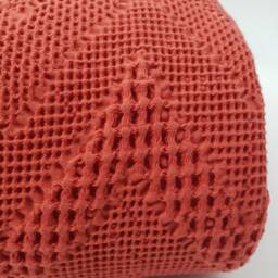Egyptian Cotton Waffle Bedspread Custom-Size Chevron Coverlet in A Muted Orange Color - thumbnail 2