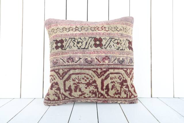 Vintage Turkish Kilim Pillow Cover Bohemian Decorative - 16x16 - image 1