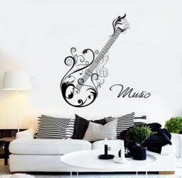 Wall Vinyl Music Guitar Flower Ornament Guaranteed Quality Decal Mural Art 1508Dz - thumbnail 1
