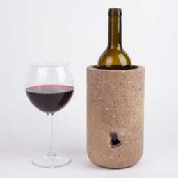 Handmade Noche Travertine Wine Holder Cylinder Stone Bottle Chiller - thumbnail 4