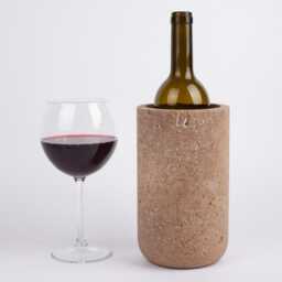 Handmade Noche Travertine Wine Holder Cylinder Stone Bottle Chiller