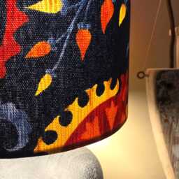 Handmade Lampshade Navy Blue Burnt Orange Paisley Floral Fabric Drum, Boho Jacobean Light Shade For Table Lamp/Floor Or Ceiling Pendant - thumbnail 4