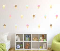 Ice Cream Cone Wall Decals Repositionable & Reusable Kids Room Nursery Stickers Sundae Desert Parlor