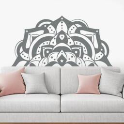 Half Mandala Wall Decal, Bohemian Headboard, Moroccan Decor Ma211 - thumbnail 1