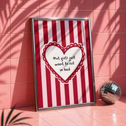 Hot Girls Rot in Bed Print - Fun Red & Pink Bedroom Wall Art - thumbnail 2