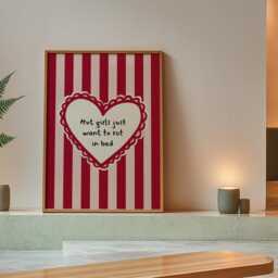 Hot Girls Rot in Bed Print - Fun Red & Pink Bedroom Wall Art - thumbnail 3