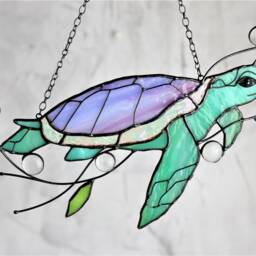 Turtle Suncatcher Stain Glass Decor Green Home House Window Wall Hangings Gift Grandma Gift - thumbnail 3