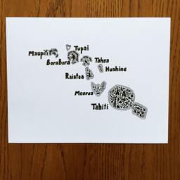 Society Islands Map Art Print - Of Original Hand Drawn Map Including Landmarks, Culture, Symbols, & Cities - thumbnail 3