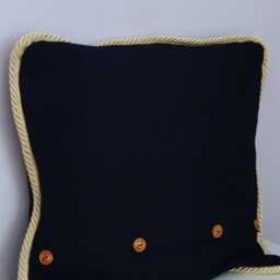 Black Thick Linen Panther Golden Silver Beads Embroidered Decorative Shiny Rim, Black Pillow Case With - thumbnail 4