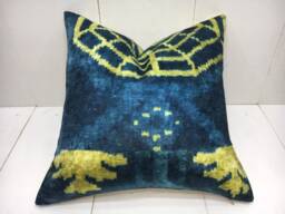 Handwoven Silk Ikat Pillow Cover, Modern Accent Cushion - 16x16 - thumbnail 1