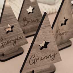 Christmas Tree Place Names Table Settings For Day Decor Wooden Decoration - thumbnail 4
