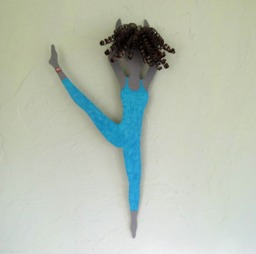 Metal Ballet Dancer Wall Art Blue Aqua Sculpture - 10 X 20 - thumbnail 1
