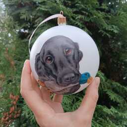 Custom Hand Painted Pet Portrait Bauble Christmas Ball Personalised Ornament Completely By From Customer Photograph Dog Art - thumbnail 2