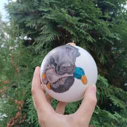 Custom Hand Painted Pet Portrait Bauble Christmas Ball Personalised Ornament Completely By From Customer Photograph Dog Art - thumbnail 3