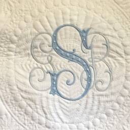 Embroidered Name Quilt, Gift For New Mom, Personalized Baptism Monogrammed Blanket, Baby Swaddle, Christening Monogram, Gift From Godparents - thumbnail 3