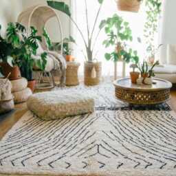 Moroccan Ivory Berber Rug, Handwoven Wool Shag Rug With Abstract Lines, Authentic Beni Ourain Style Carpet, Large 9x12 Area - thumbnail 3
