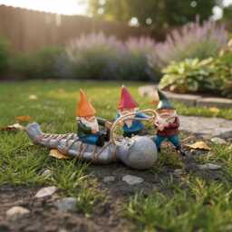 Funny Gnome Statue, Alien Garden Decor, Whimsical Yard Ornament, Sci-Fi Patio Decoration - thumbnail 3