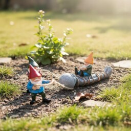 Funny Gnome Statue, Alien Garden Decor, Whimsical Yard Ornament, Sci-Fi Patio Decoration - thumbnail 2