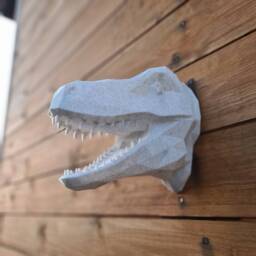 3D Printed Geometric Velociraptor Head - Dinosaur Wall Mount - thumbnail 3