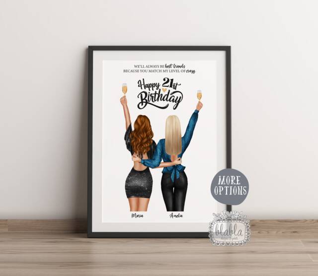 21st Birthday Gift For Friend, Friend Gift, Wall Art, Personalised - image 1