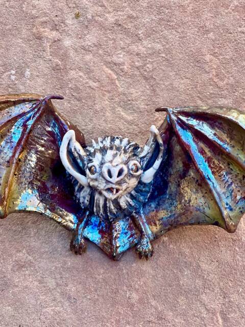 Enzo The Bat Unique Ceramic Wall Sculpture - image 1