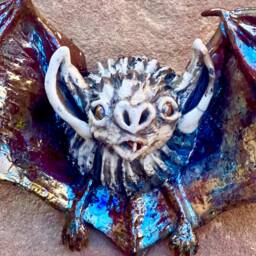 Enzo The Bat Unique Ceramic Wall Sculpture - thumbnail 2