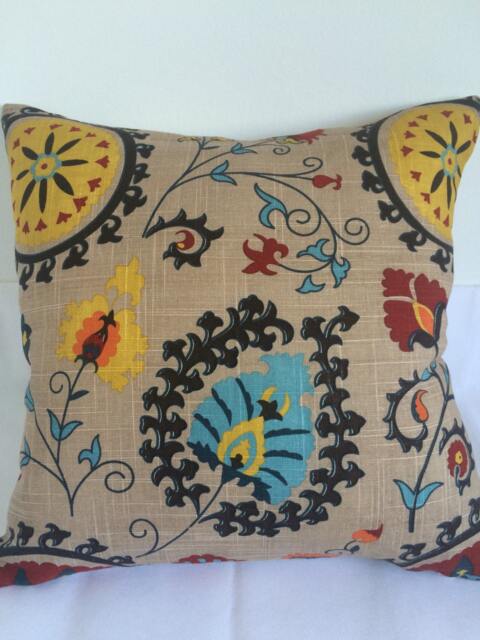 Multi Flower Print Cushion Cover Made From Cotton Linen Mix Fabric - image 1