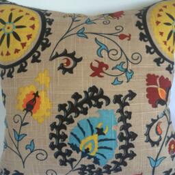 Multi Flower Print Cushion Cover Made From Cotton Linen Mix Fabric - thumbnail 2