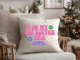 Personalised Big Sister Cushion - Christmas Gift For Girls, New Sibling Announcement, Custom Pillow, Present - thumbnail 1