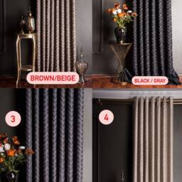 Geometric Patterned Curtains Modern Beige Brown Gray Drapes - thumbnail 3