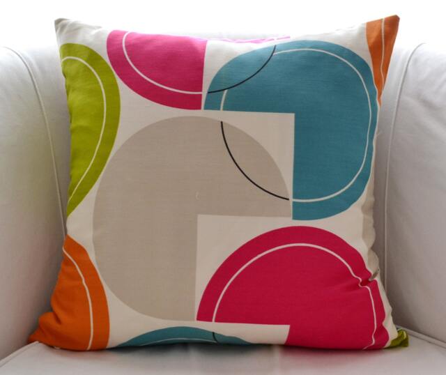 Double Option Colorful Decorative Pillow 18x18 Inches Abstract Design Cushion Cover Playful Pink Blue Green Colors - image 1