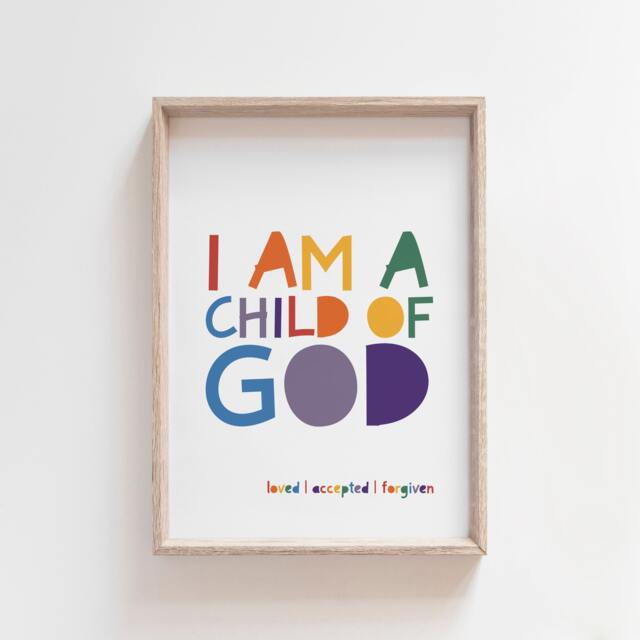 I Am A Child Of God Print, Christian Wall Art, Nursery Prints, Bible Verse Kids Room, Scripture Prints - image 1