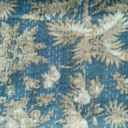 Floral Print Indian Handmade Kantha Quilt Bedspread Blanket Coverlet Throw - thumbnail 2