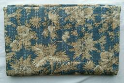 Floral Print Indian Handmade Kantha Quilt Bedspread Blanket Coverlet Throw