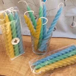 Beeswax Twisted Taper Candles Gift Set Hand-Poured Pastel Colors - thumbnail 3