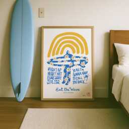 Surf Art Print Eat The Wave, Retro Coastal Decor - thumbnail 3