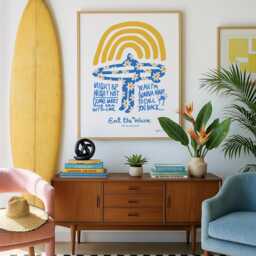 Surf Art Print Eat The Wave, Retro Coastal Decor - thumbnail 2