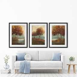 Autumn Lakeside Framed Art Print Trio - thumbnail 4