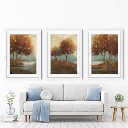 Autumn Lakeside Framed Art Print Trio - thumbnail 2