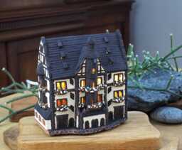 Handmade Ceramic Town Hall Tea Light Holder Schweinfurt Germany Miniature - thumbnail 1