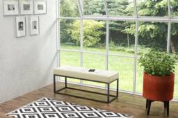 Airy Elegant Leather Bench /Seat in The Hall/Living Room Bedroom Different Sizes & Colors Strong Metal Frame Hand Made Poland