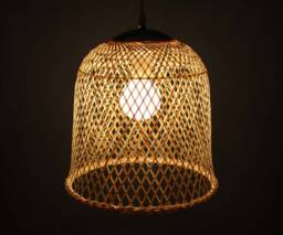 Bamboo Bucket Pendant Light - Natural Woven Lampshade - 11'' Diameter