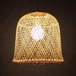 Bamboo Bucket Pendant Light - Natural Woven Lampshade - 11'' Diameter - thumbnail 3
