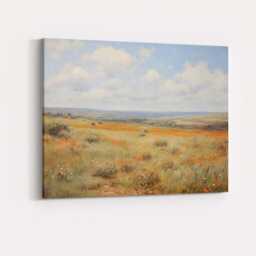 Soft Orange Wildflower Meadow Landscape Canvas Wall Art Print Decor Picture Ready To Hang - thumbnail 4