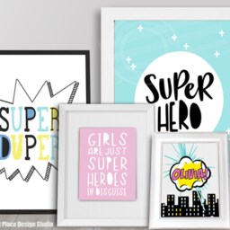 Girls Superhero Wall Art Decor Room Prints For Nursery Girl Kids - thumbnail 2