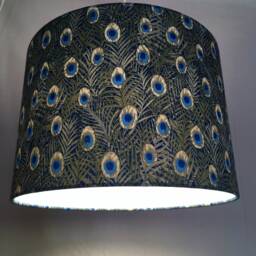 Peacock Feather Lampshade Art Nouveau Style, Grey & Blue - thumbnail 2