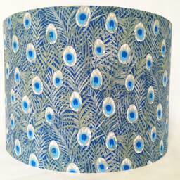 Peacock Feather Lampshade Art Nouveau Style, Grey & Blue - thumbnail 4