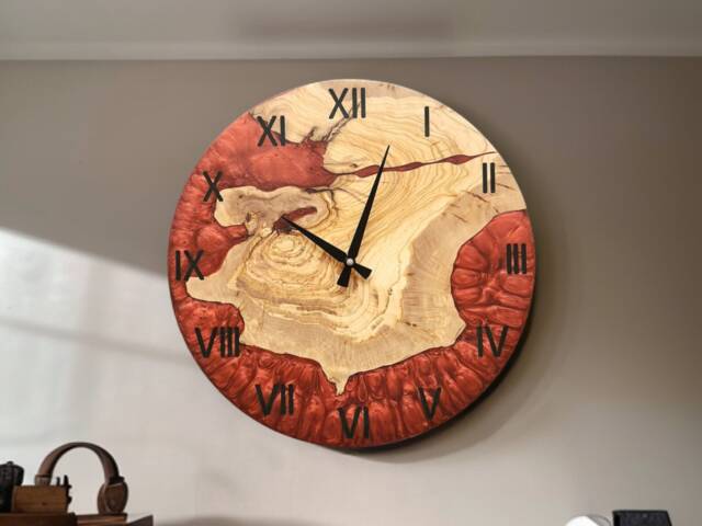 Custom Resin & Olive Wood Wall Clock Live Edge Rustic Home Decor - image 1